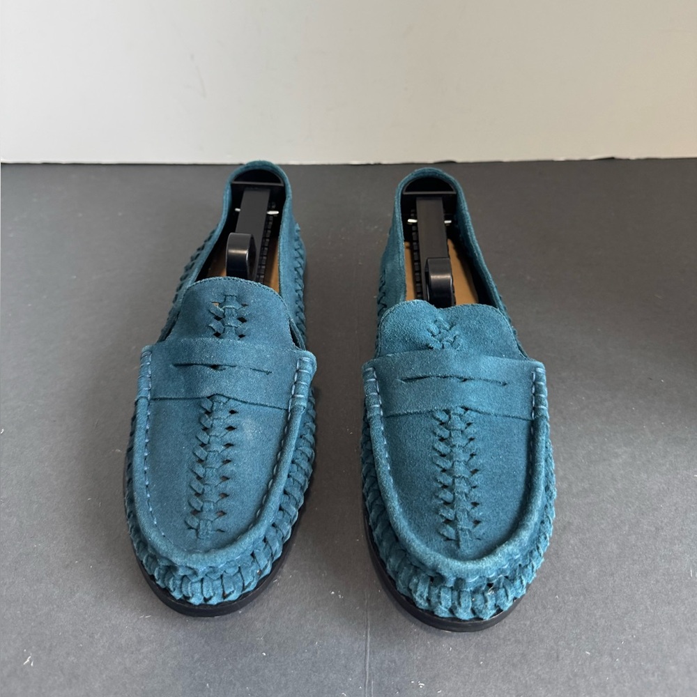 NWOT Anthropologie Pilcro Vibrant Blue Suede Woven Loafers. Size 8 - Picture 11 of 15